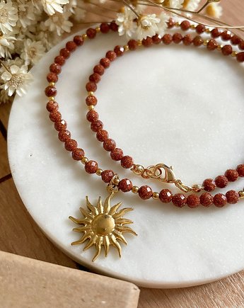 Choker z piasku pustyni słońce medalion