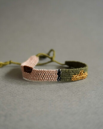 Tkana bransoletka z nici dla miłośników lasu i kolorów ziemi, Słońcem Tkane