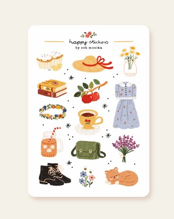 Późne lato - arkusz papierowych naklejek A6