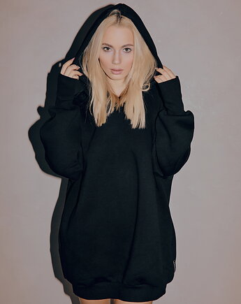 Bawełniana bluza BASIC OVERSIZE z kapturem CZARNA