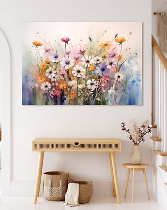 Obraz na płótnie - Kolorowe kwiaty - 100x70 cm (1-0327)