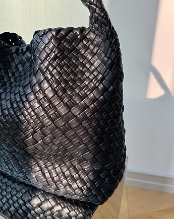 Torba Handcrafted medium black skóra naturalna