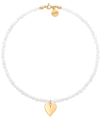 Złoty naszyjnik z pereł naturalnych z sercem, SOTHO