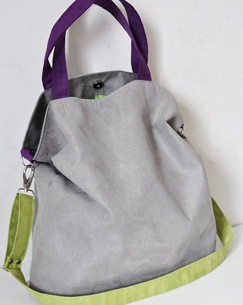 Torba na ramię XXL- szary, limonka, fiolet