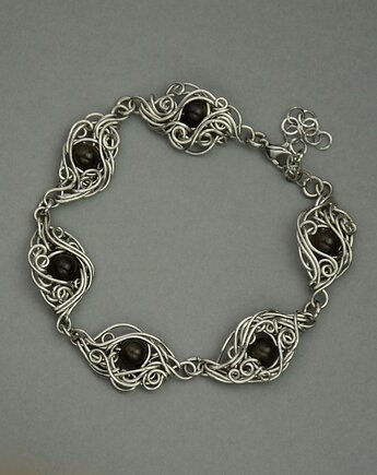 Bransoletka regulowana obsydian złocisty wire wrapping