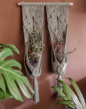 Kwietnik makrama Leaves, podwójny - szałwia