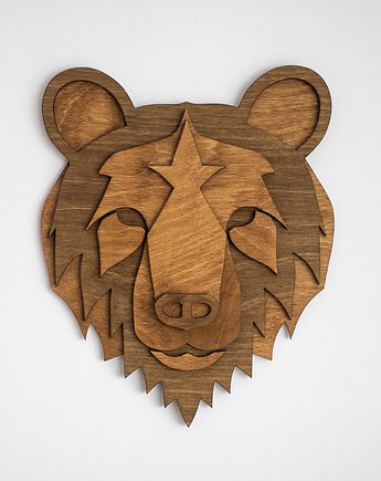 Bear- niedźwiedź, miś drewniany, Boho nowoczesna dekoracja ścienna 3d