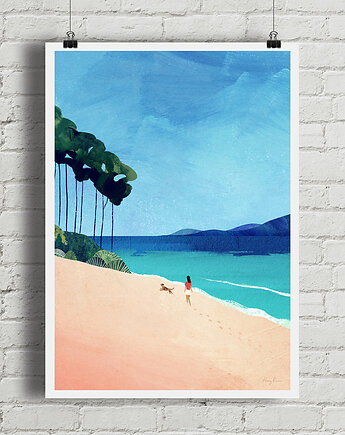 Plakat Złota plaża - spacer nad oceanem