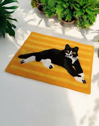 Dywan z kotem na żółtym tle, Cotton Carpet