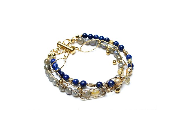 bransoletki z kamieni naturalnych Lapis, labradoryt, kwarc /trio bransoletka/  - Szlachetna kolekcja