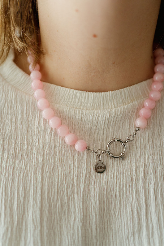 korale Naszyjnik z kamieni Pink