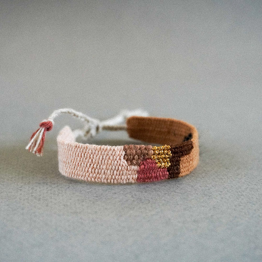 bransoletki na sznurku Bransoletka ręcznie wykonana na krośnie z nici - jesienny liść
