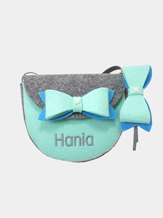 torebki, worki i plecaki dziecięce Mała torebeczka  z imieniem plus opaska