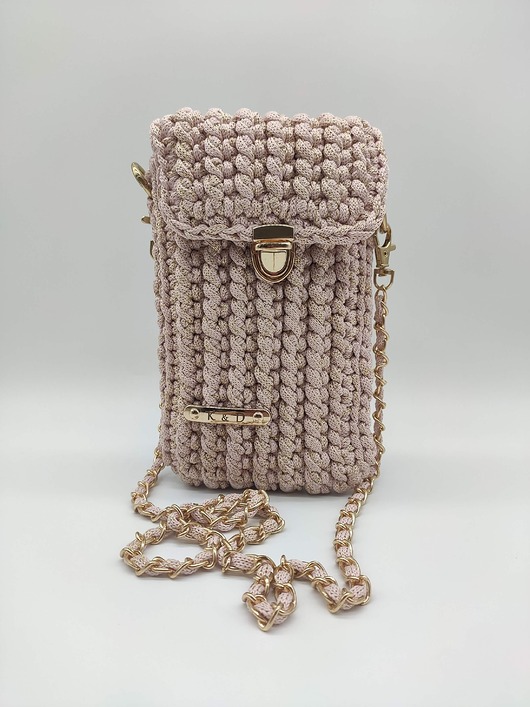 torebki mini Case na telefon - słodki róż (złoty glitter)