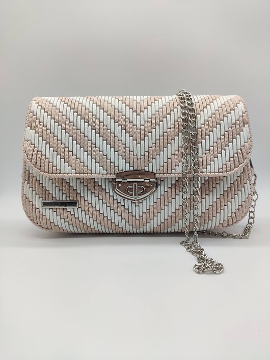 torebki do ręki Maja - torebka biało-łososiowa