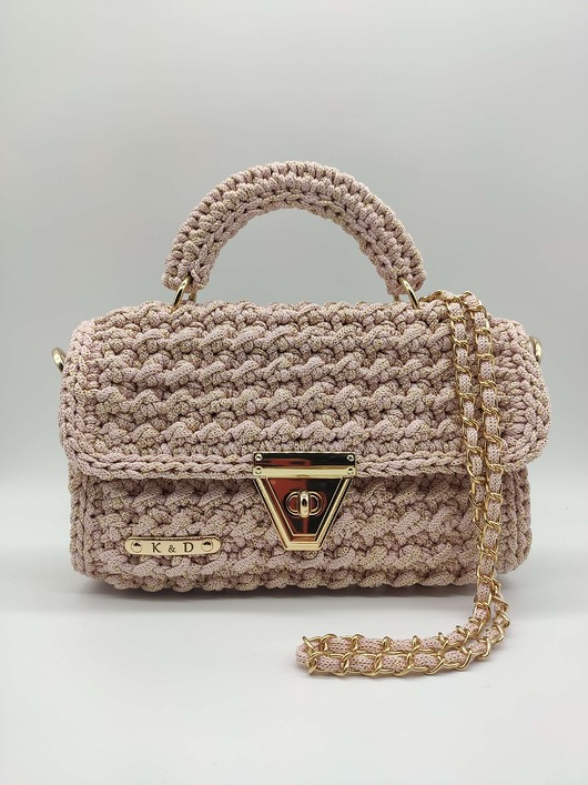 torebki do ręki Viki - różowa torebka (złoty glitter)