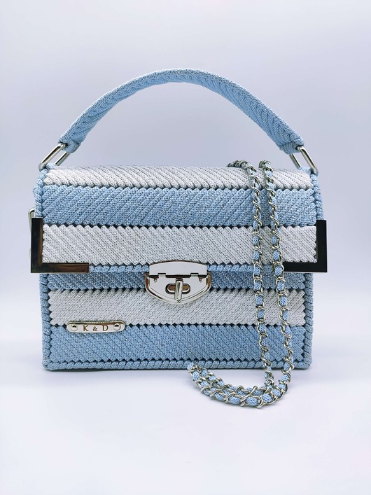 torebki do ręki Ana - torebka biało-niebieska (srebrny glitter)