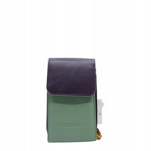 torby na ramię Torebka damska na telefon listonoszka skórzana regulowany pasek OLIVKA