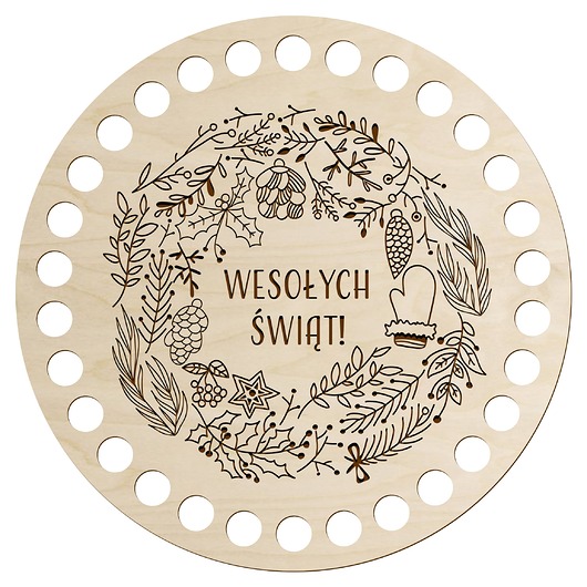 dekoracje świąteczne Podstawa Dno Drewniane do Koszyka z Otworami Szydełko Baza 15cm Świąteczna