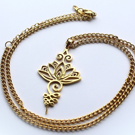 złote naszyjniki Talizman z Lotosem