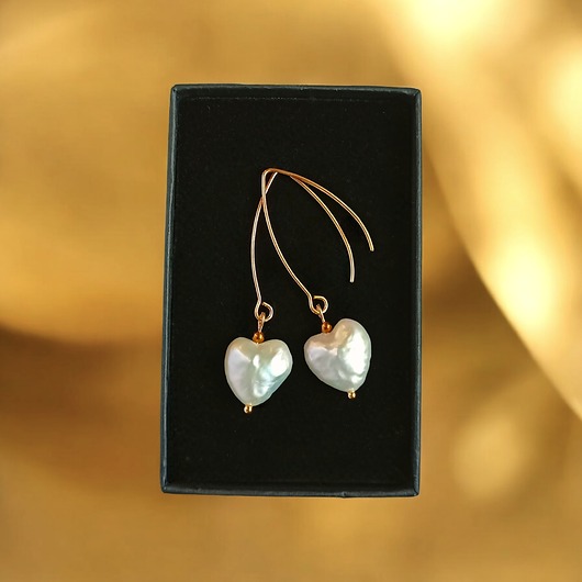 kolczyki z kamieniami Serce - perła : kolczyki : wyjątkowy prezent PREMIUM