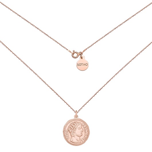 złote naszyjniki Medalion z różowego złota z dużą monetą